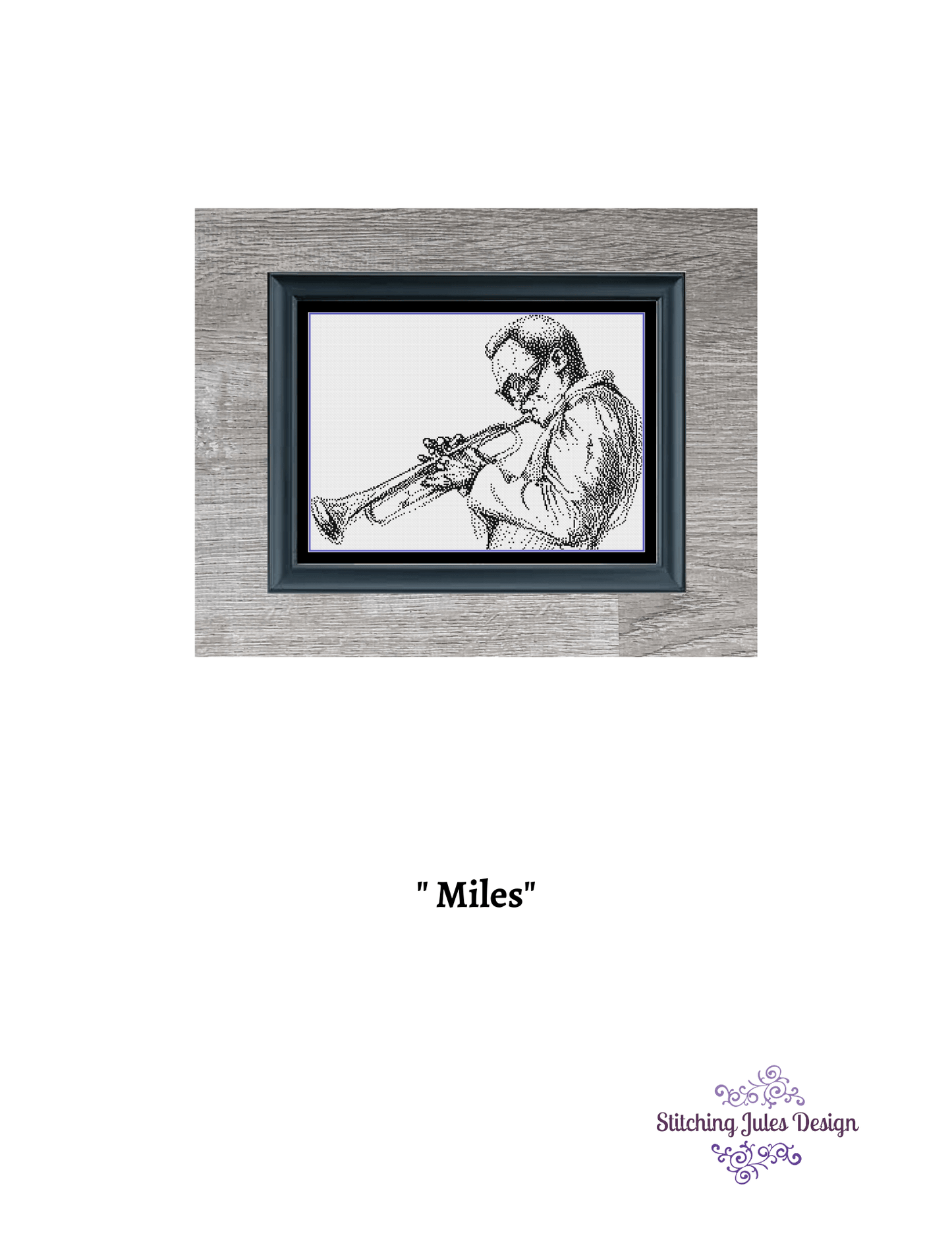 Stitching Jules Design Cross Stitch Pattern Miles Davis Cross Stitch Pattern | Musician Cross Stitch Pattern | Jazz | Trumpet | Physical And Instant PDF Download Pattern Options