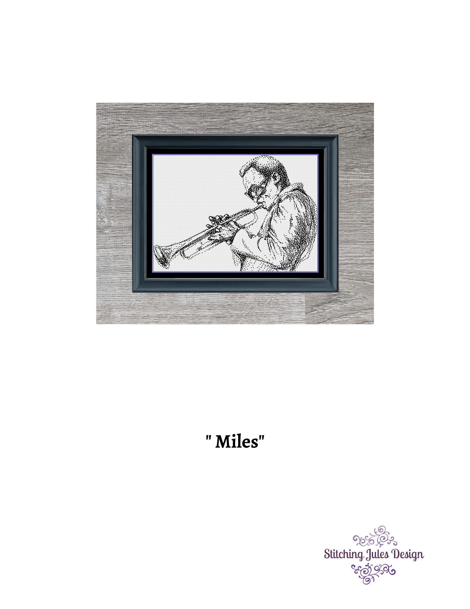 Stitching Jules Design Cross Stitch Pattern Miles Davis Cross Stitch Pattern | Musician Cross Stitch Pattern | Jazz | Trumpet | Physical And Instant PDF Download Pattern Options