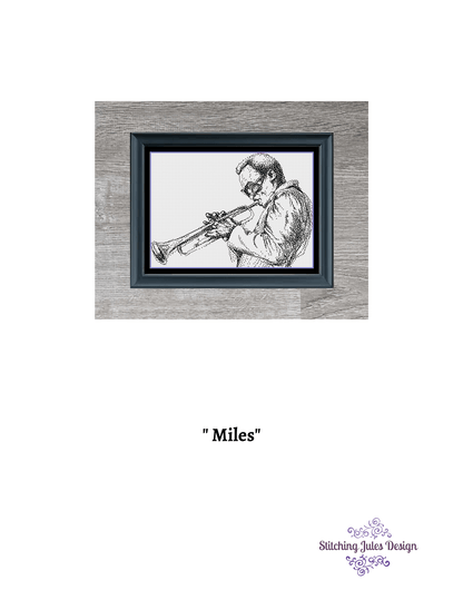 Stitching Jules Design Cross Stitch Pattern Miles Davis Cross Stitch Pattern | Musician Cross Stitch Pattern | Jazz | Trumpet | Physical And Instant PDF Download Pattern Options