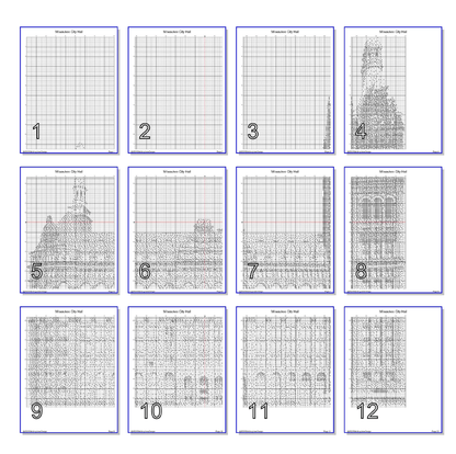 Stitching Jules Design Cross Stitch Pattern Milwaukee City Hall Wisconsin Building Monochrome Counted Cross-Stitch Pattern (Digital Download)