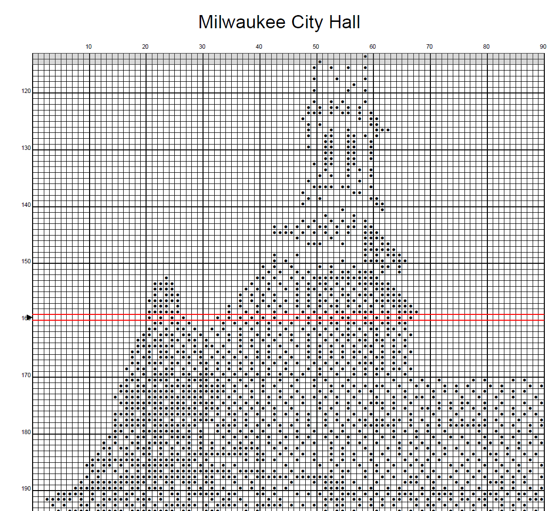 Stitching Jules Design Cross Stitch Pattern Milwaukee City Hall Wisconsin Building Monochrome Counted Cross-Stitch Pattern (Digital Download)
