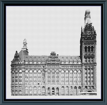 Stitching Jules Design Cross Stitch Pattern Milwaukee City Hall Wisconsin Building Monochrome Counted Cross-Stitch Pattern (Digital Download)