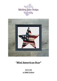 Thumbnail for Stitching Jules Design Cross Stitch Pattern Mini American Flag Star Cross-Stitch Pattern Instant PDF Download