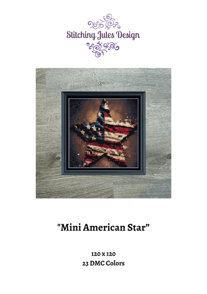 Stitching Jules Design Cross Stitch Pattern Mini American Star Counted Cross Stitch Pattern | Full Coverage | Instant Download PDF