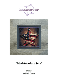 Thumbnail for Stitching Jules Design Cross Stitch Pattern Mini American Star Counted Cross Stitch Pattern | Full Coverage | Instant Download PDF