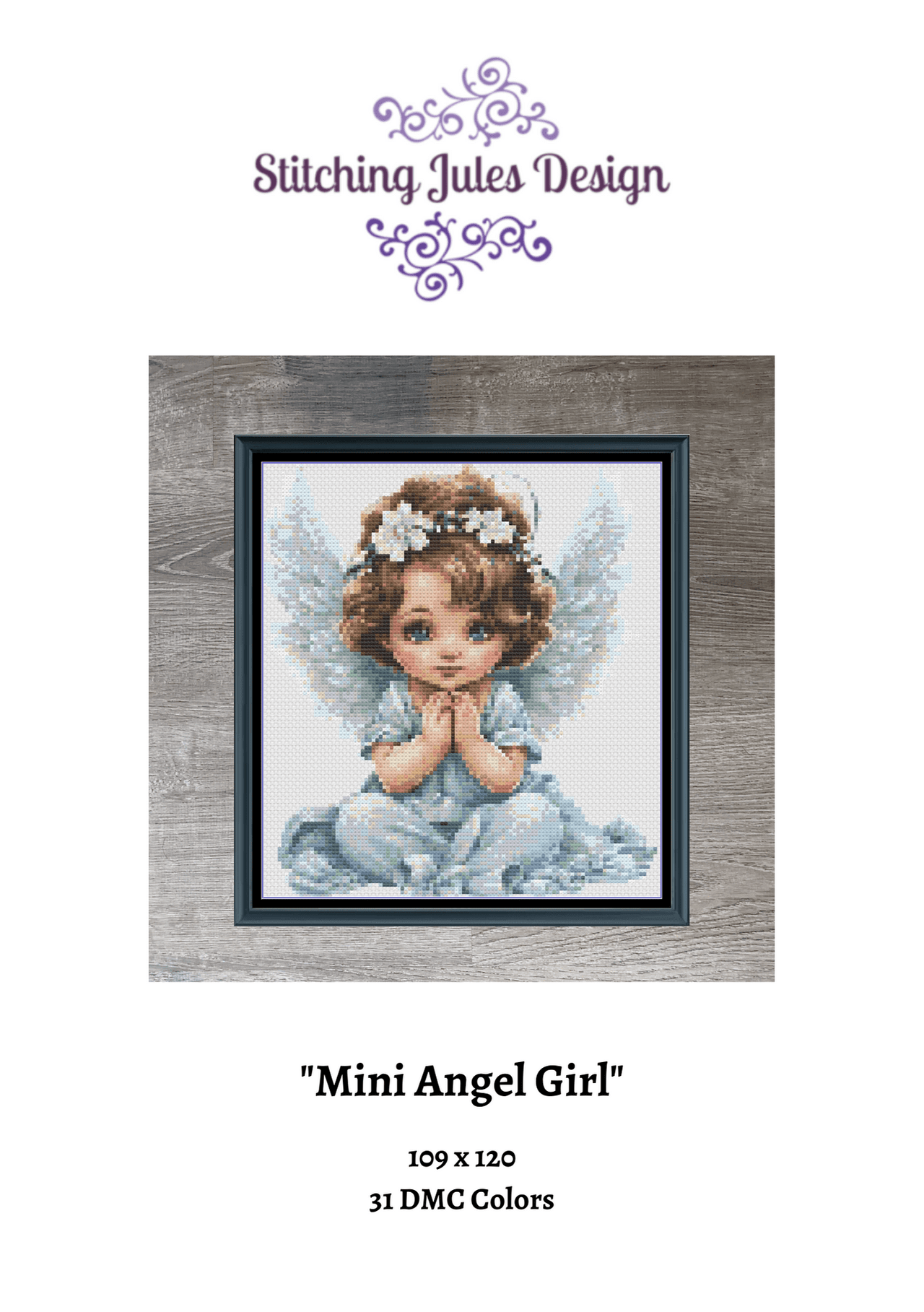 Stitching Jules Design Cross Stitch Pattern Mini Angel Girl Counted Cross-Stitch Pattern | Instant Download PDF