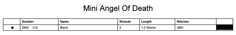 Stitching Jules Design Cross Stitch Pattern Mini Angel of Death Monochrome