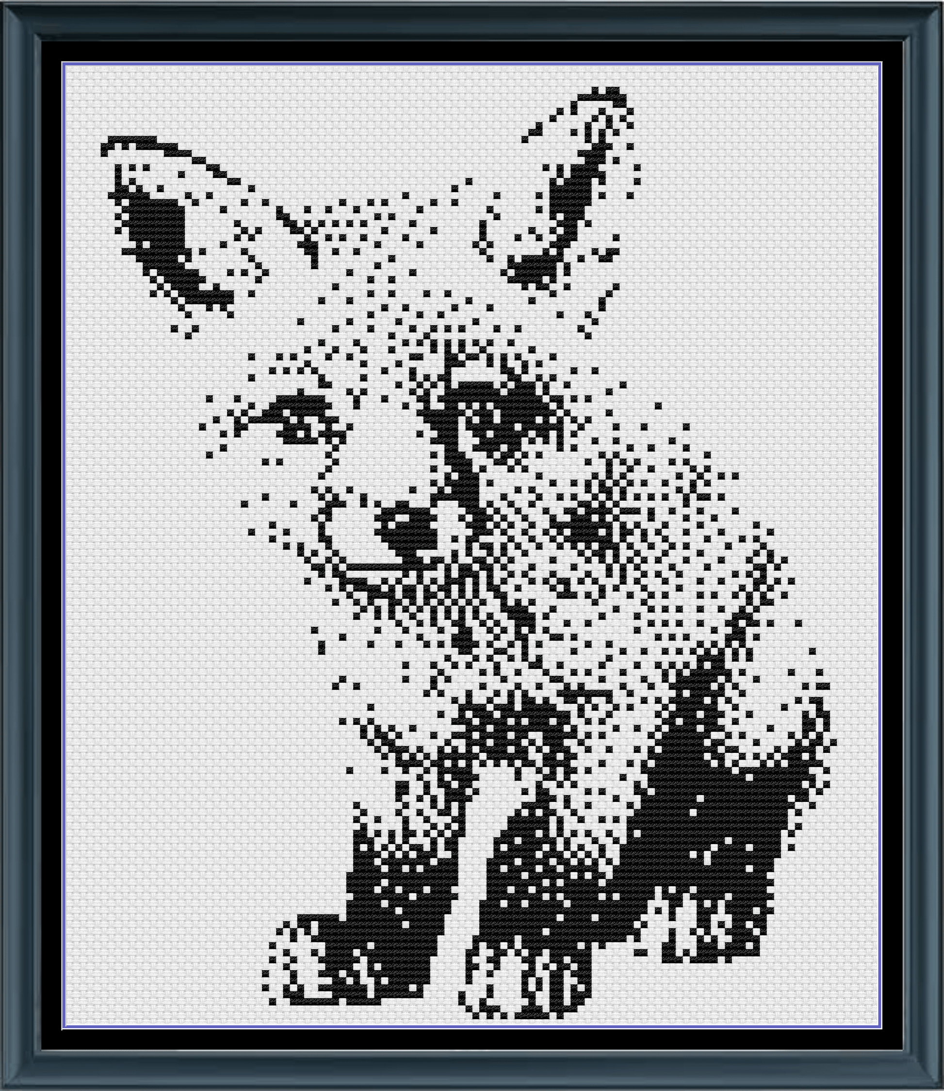 Stitching Jules Design Cross Stitch Pattern Mini Baby Fox Monochrome