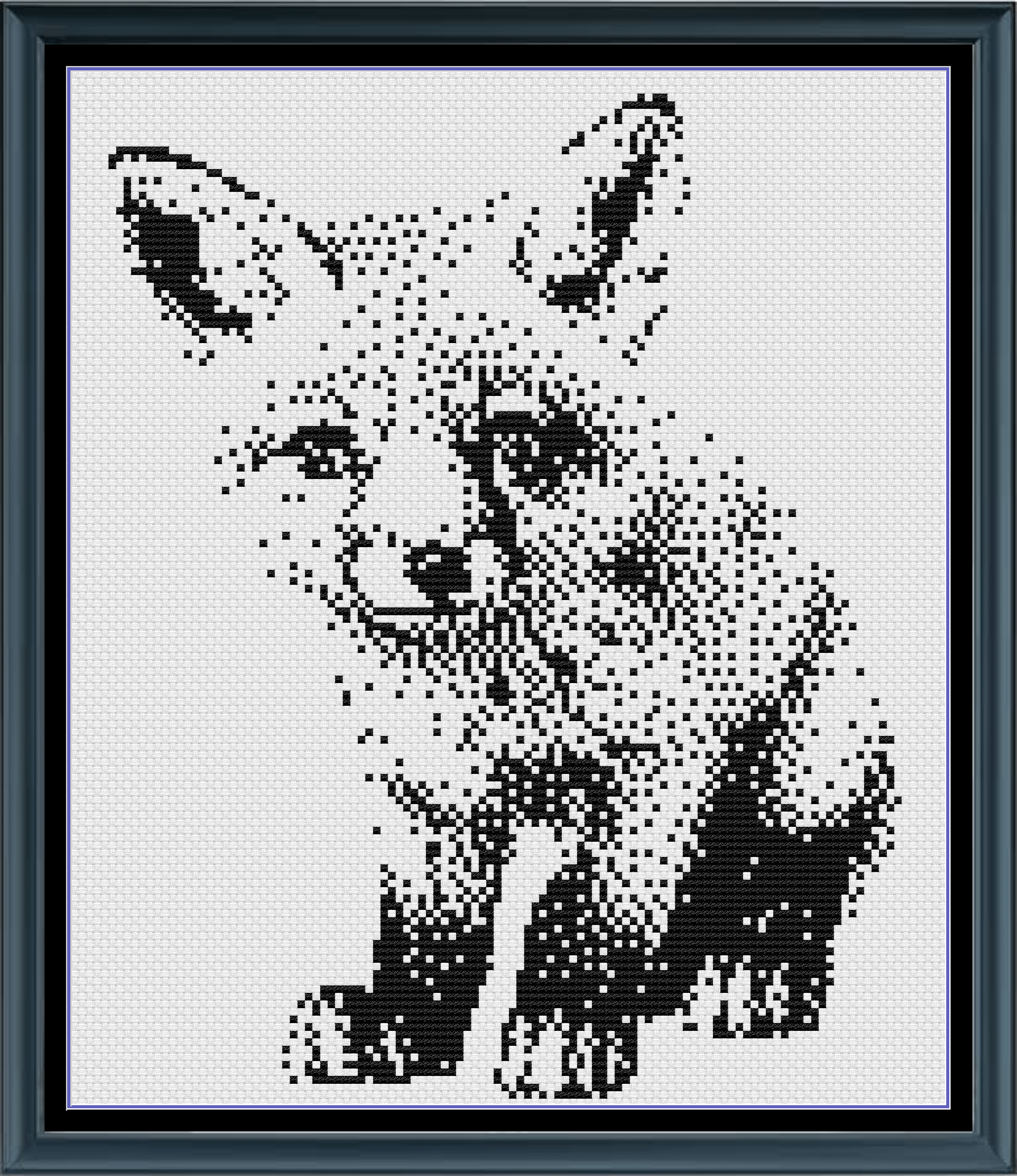 Stitching Jules Design Cross Stitch Pattern Mini Baby Fox Monochrome