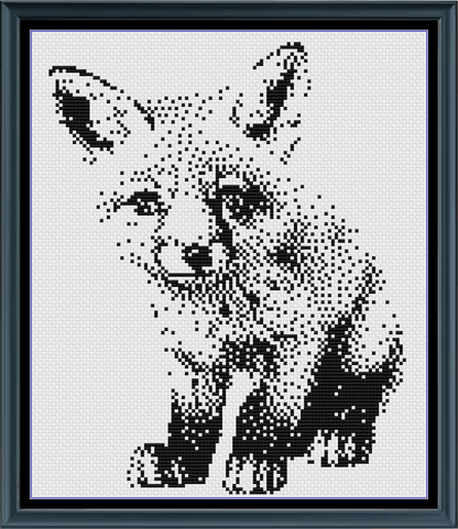Stitching Jules Design Cross Stitch Pattern Mini Baby Fox Monochrome