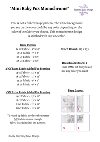 Thumbnail for Stitching Jules Design Cross Stitch Pattern Mini Baby Fox Monochrome