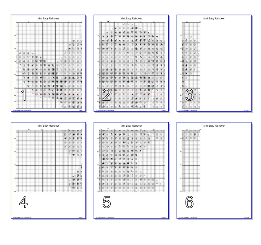 Stitching Jules Design Cross Stitch Pattern Mini Baby Reindeer Rudolph Christmas Holiday Cute Counted Cross-Stitch Pattern