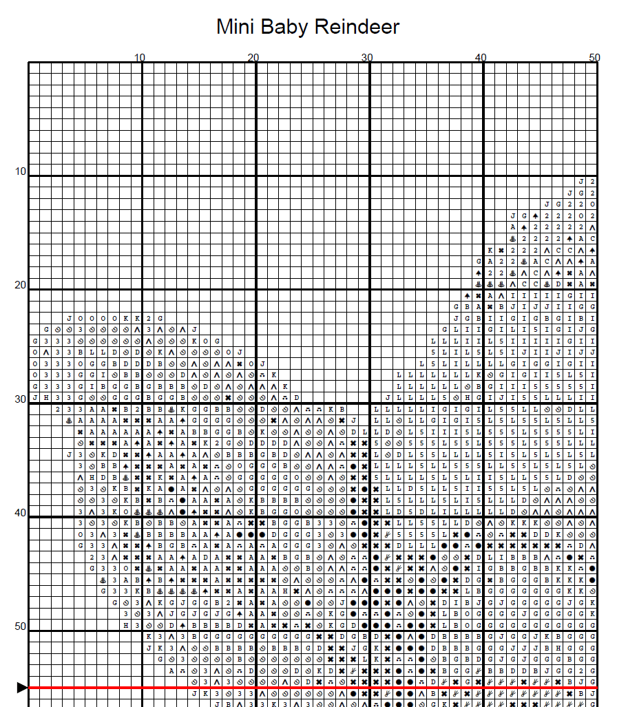 Stitching Jules Design Cross Stitch Pattern Mini Baby Reindeer Rudolph Christmas Holiday Cute Counted Cross-Stitch Pattern