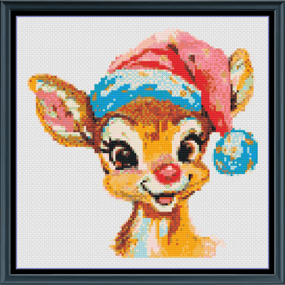 Stitching Jules Design Cross Stitch Pattern Mini Baby Reindeer Rudolph Christmas Holiday Cute Counted Cross-Stitch Pattern