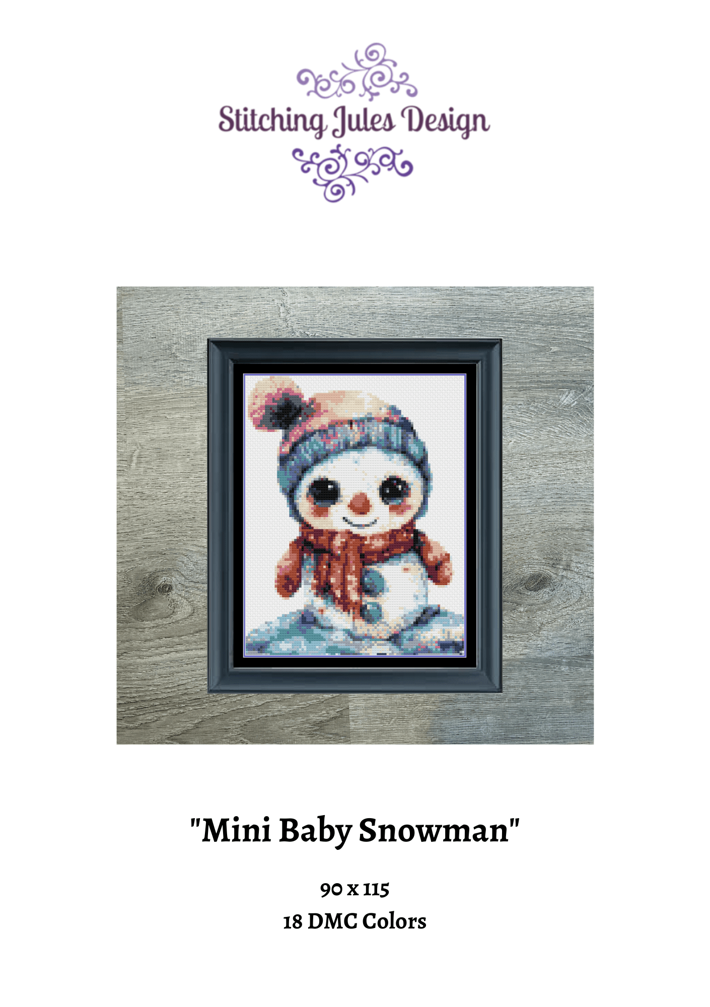 Stitching Jules Design Cross Stitch Pattern Mini Baby Snowman Winter Cross-Stitch Pattern Instant PDF Download