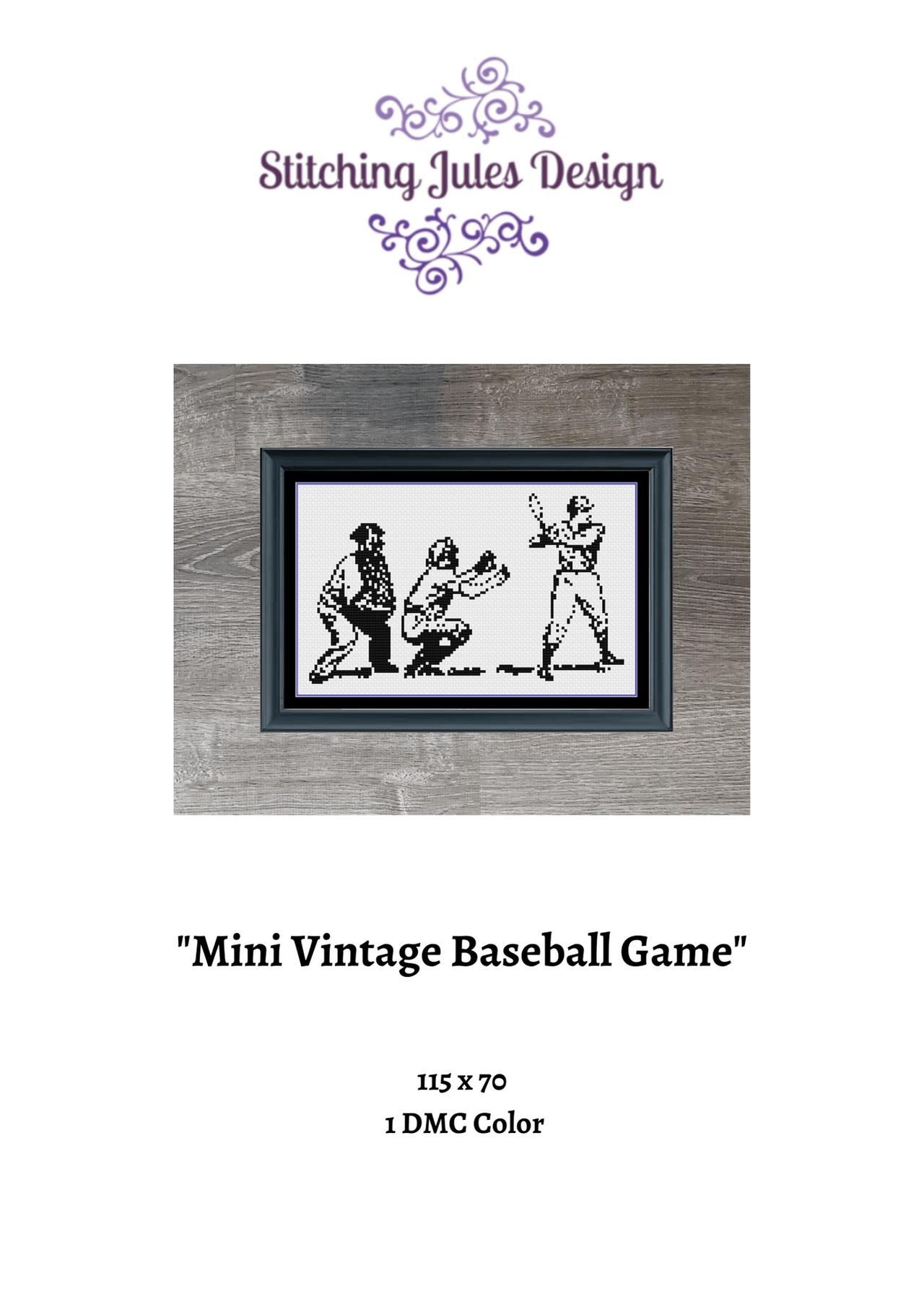 Stitching Jules Design Cross Stitch Pattern Mini Baseball Game Counted Cross Stitch Pattern | Sports | Monochrome Blackwork | Instant Download PDF