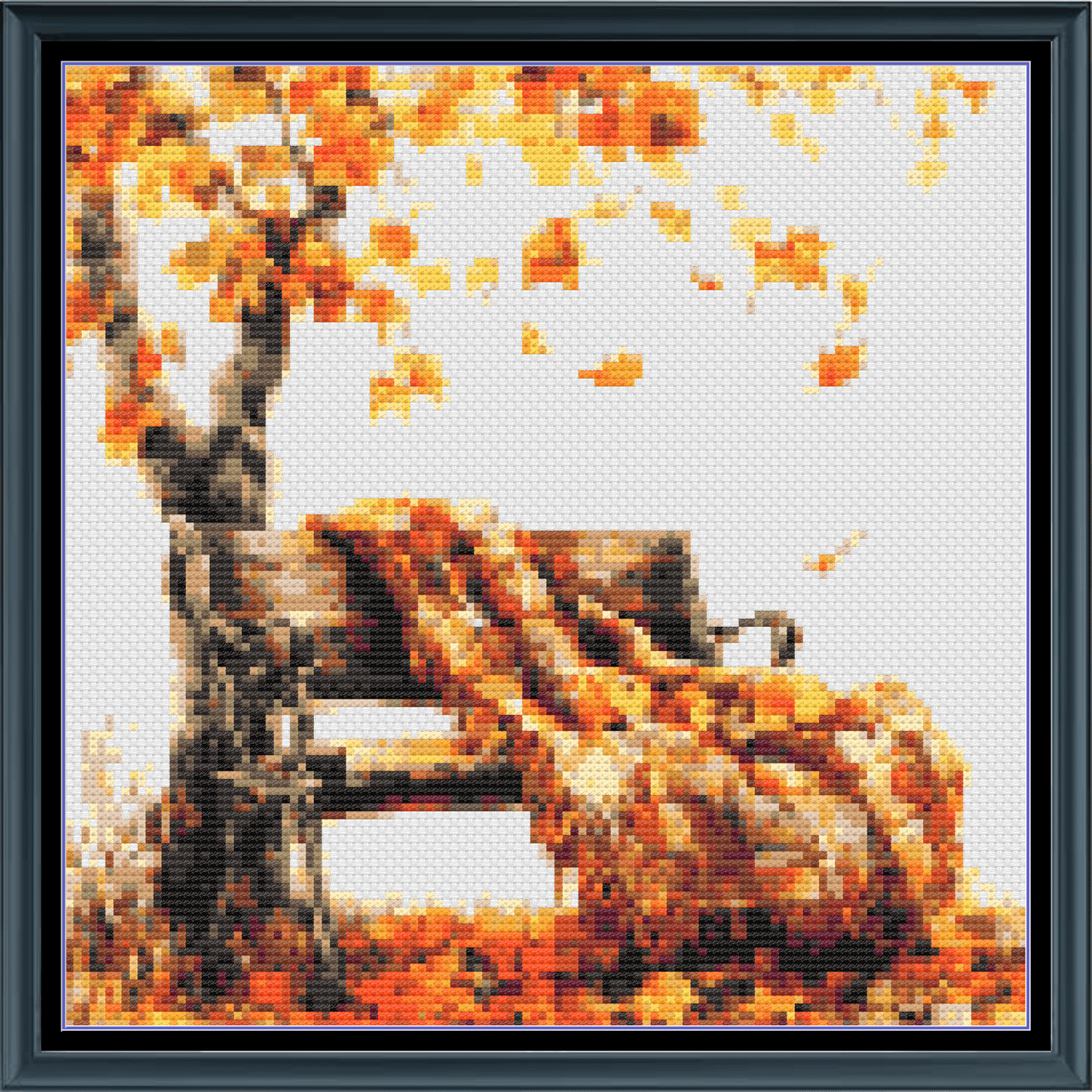 Stitching Jules Design Cross Stitch Pattern Mini Bench in Autumn