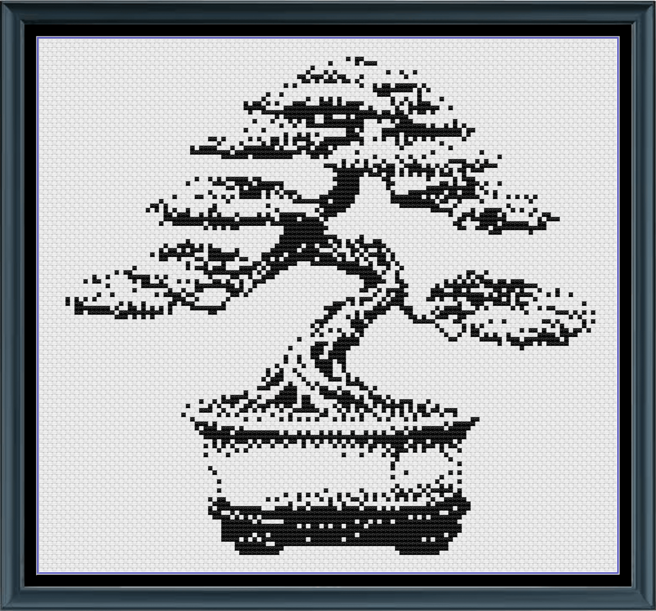 Stitching Jules Design Cross Stitch Pattern Mini Bonsai Tree Monochrome