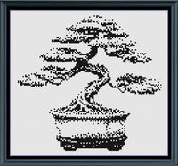 Thumbnail for Stitching Jules Design Cross Stitch Pattern Mini Bonsai Tree Monochrome