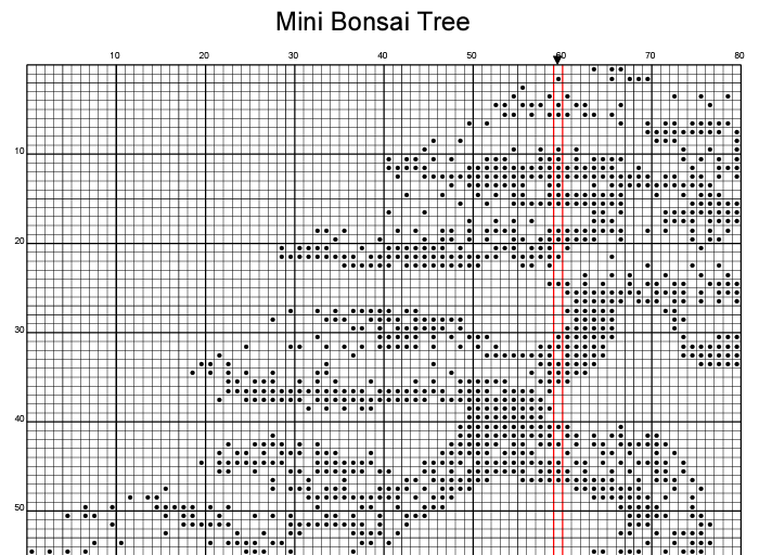 Stitching Jules Design Cross Stitch Pattern Mini Bonsai Tree Monochrome