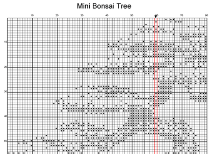 Stitching Jules Design Cross Stitch Pattern Mini Bonsai Tree Monochrome