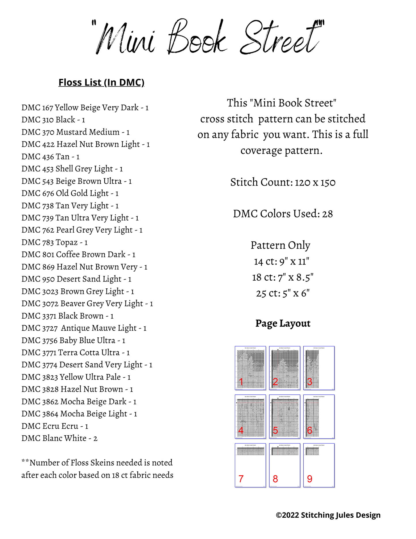 Stitching Jules Design Cross Stitch Pattern Mini Book Street Cross Stitch Embroidery Needlepoint Pattern PDF Download