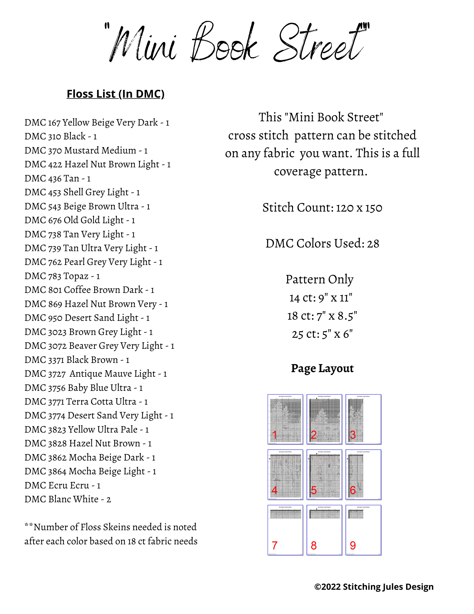 Stitching Jules Design Cross Stitch Pattern Mini Book Street Cross Stitch Embroidery Needlepoint Pattern PDF Download