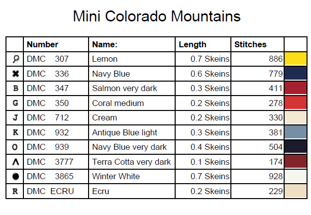Stitching Jules Design Cross Stitch Pattern Mini Colorado Mountains Cross-Stitch Pattern Instant Download PDF