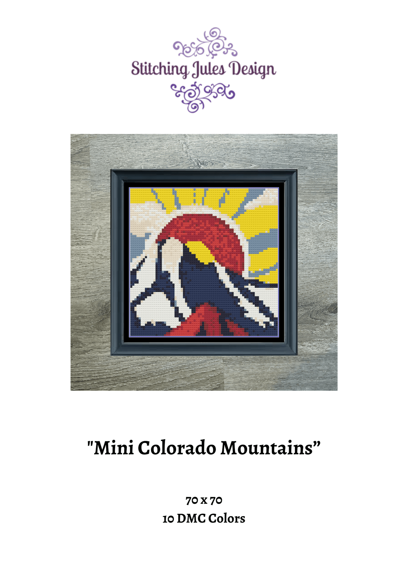 Stitching Jules Design Cross Stitch Pattern Mini Colorado Mountains Cross-Stitch Pattern Instant Download PDF