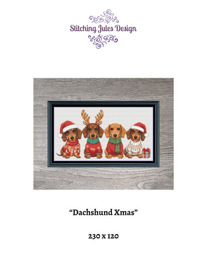 Stitching Jules Design Cross Stitch Pattern Mini Dachshund Christmas Dog Counted Cross-Stitch Pattern (Digital Download)