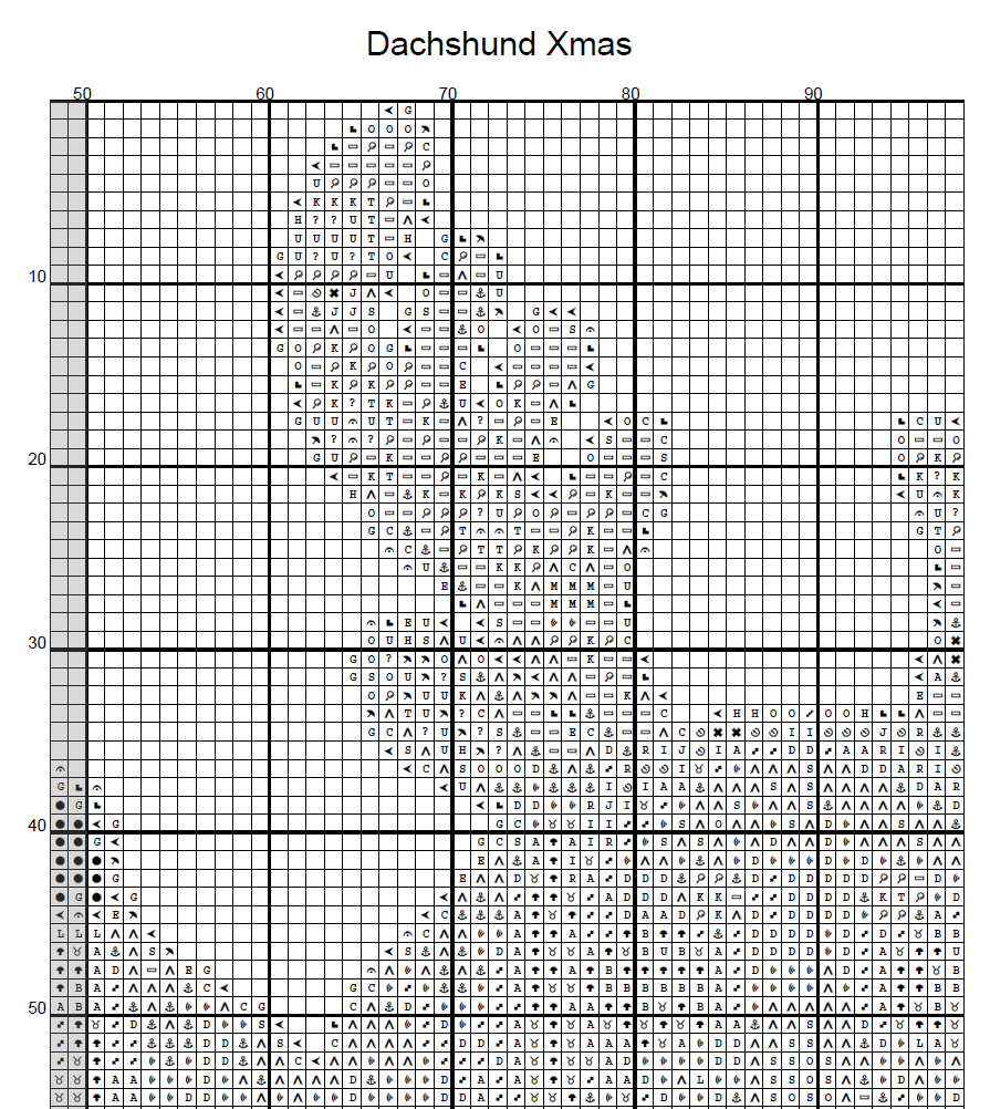 Stitching Jules Design Cross Stitch Pattern Mini Dachshund Christmas Dog Counted Cross-Stitch Pattern (Digital Download)