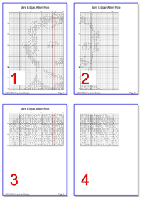 Thumbnail for Stitching Jules Design Cross Stitch Pattern Mini Edgar Allen Poe Monochrome Counted Cross-Stitch Pattern | Instant Download PDF
