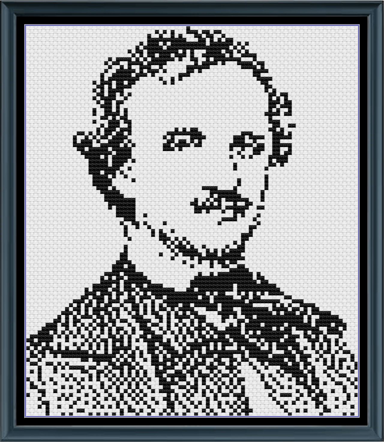 Stitching Jules Design Cross Stitch Pattern Mini Edgar Allen Poe Monochrome Counted Cross-Stitch Pattern | Instant Download PDF