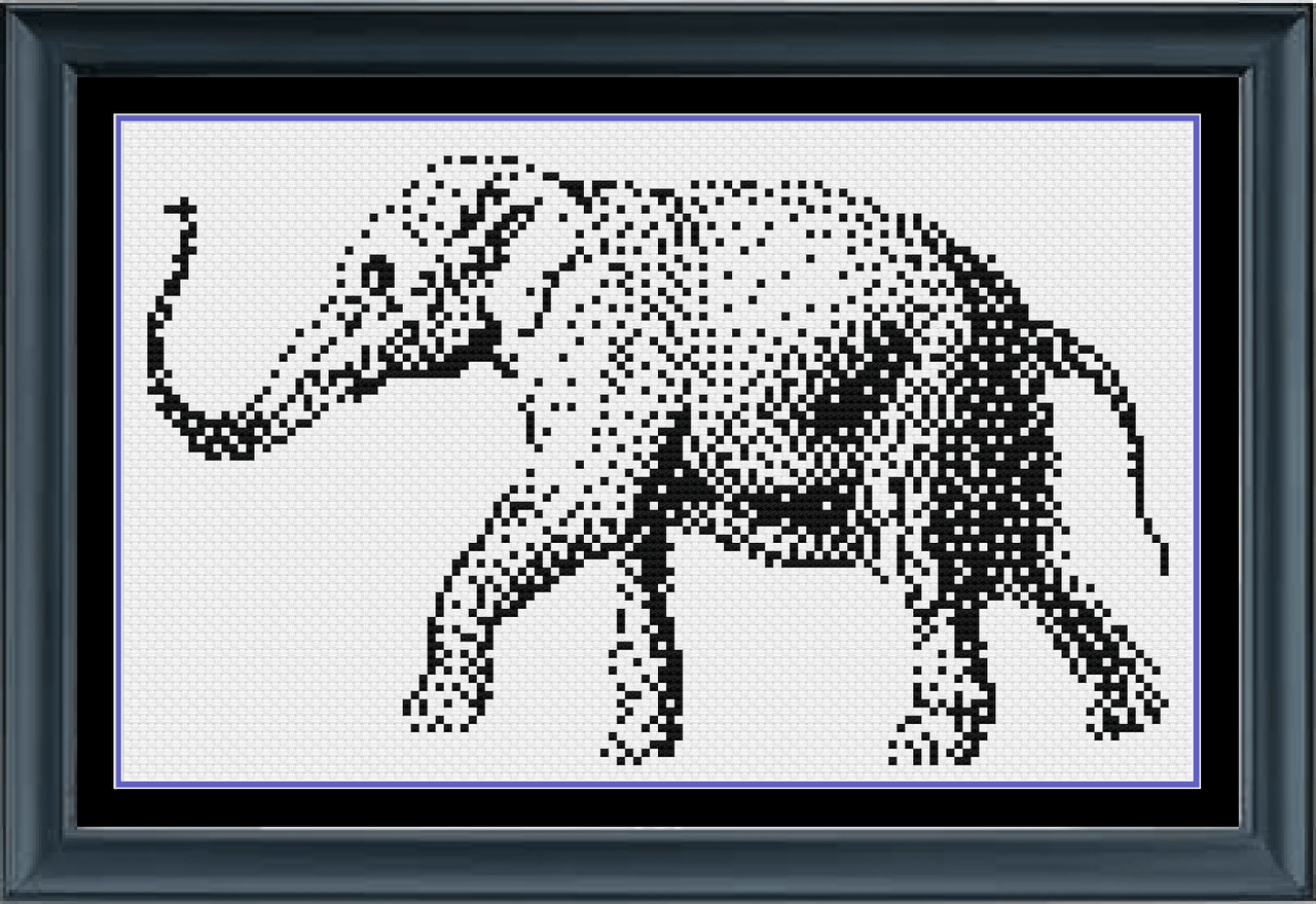 Stitching Jules Design Cross Stitch Pattern Mini Elephant Monochrome Counted Cross-Stitch Pattern | Instant Download PDF