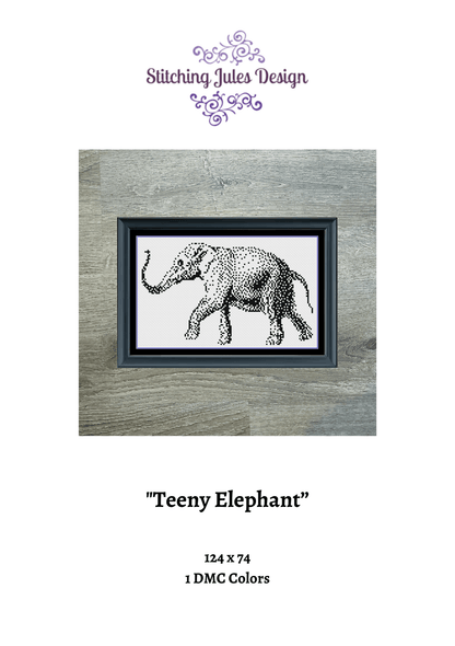 Stitching Jules Design Cross Stitch Pattern Mini Elephant Monochrome Counted Cross-Stitch Pattern | Instant Download PDF