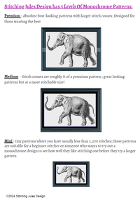 Thumbnail for Stitching Jules Design Cross Stitch Pattern Mini Elephant Monochrome Counted Cross-Stitch Pattern | Instant Download PDF