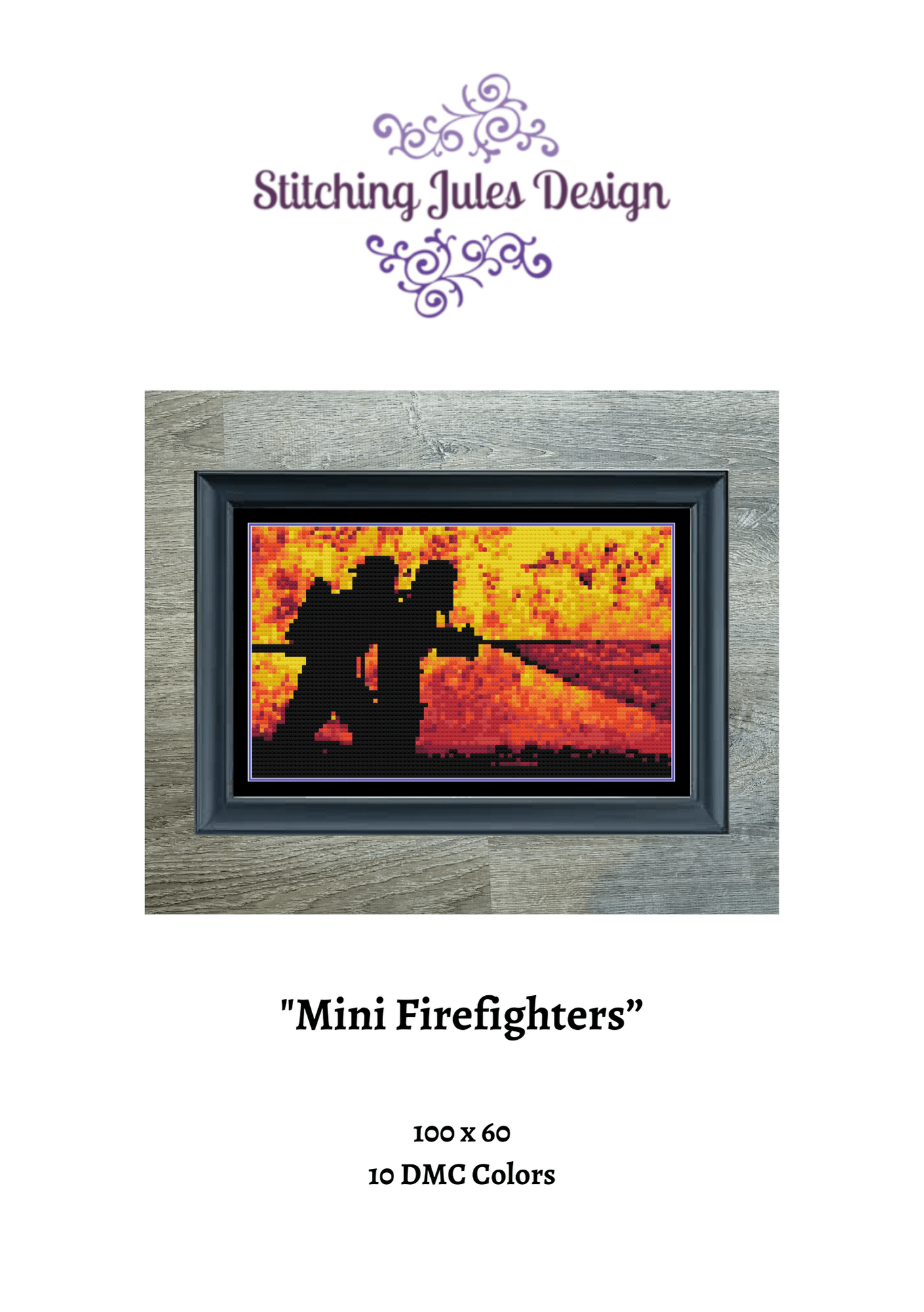 Stitching Jules Design Cross Stitch Pattern Mini Firefighters Cross-Stitch Pattern Instant PDF Download