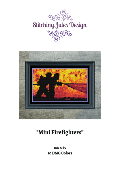 Stitching Jules Design Cross Stitch Pattern Mini Firefighters Cross-Stitch Pattern Instant PDF Download