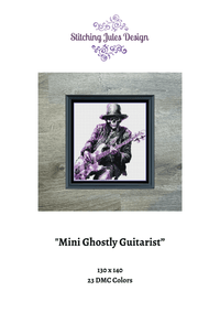 Thumbnail for Stitching Jules Design Cross Stitch Pattern Mini Ghostly Guitarist Counted Cross Stitch Pattern | Halloween | Music | Instant Download PDF