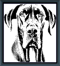 Thumbnail for Stitching Jules Design Cross Stitch Pattern Mini Great Dane Monochrome