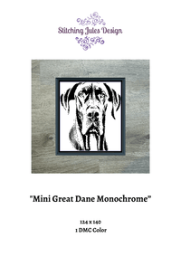 Thumbnail for Stitching Jules Design Cross Stitch Pattern Mini Great Dane Monochrome