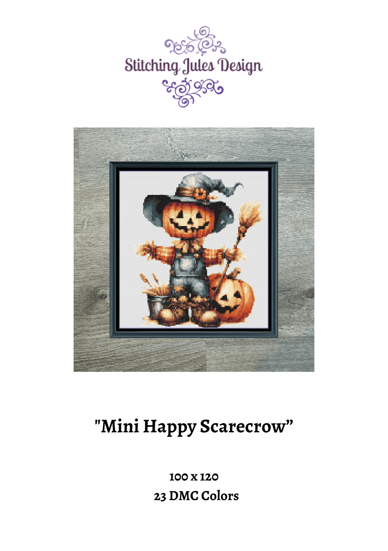 Stitching Jules Design Cross Stitch Pattern Mini Happy Scarecrow