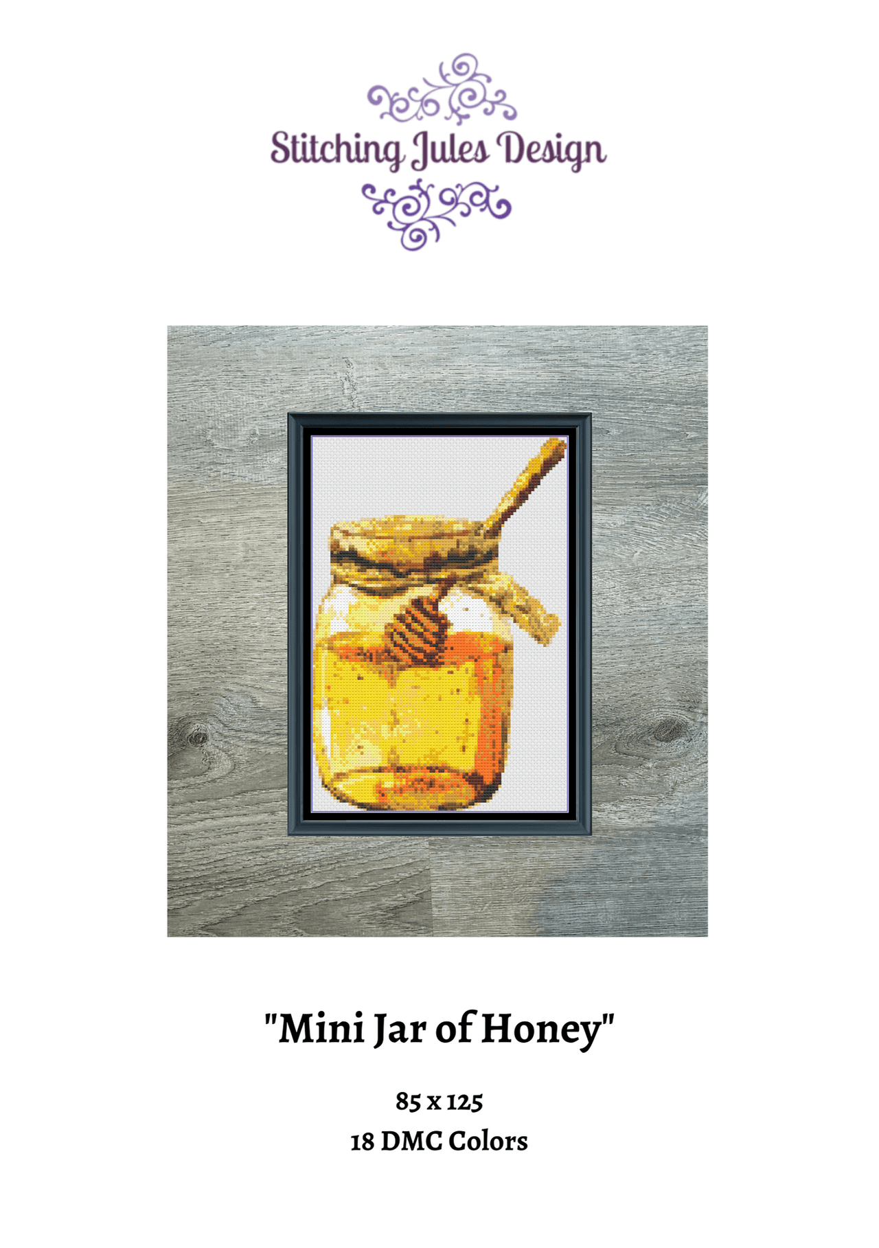 Stitching Jules Design Cross Stitch Pattern Mini Jar of Honey