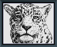 Thumbnail for Stitching Jules Design Cross Stitch Pattern Mini Monochrome Leopard Counted Cross-Stitch Pattern | Instant Download PDF