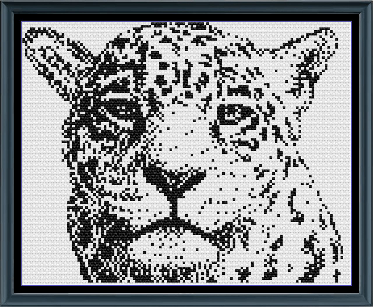 Stitching Jules Design Cross Stitch Pattern Mini Monochrome Leopard Counted Cross-Stitch Pattern | Instant Download PDF