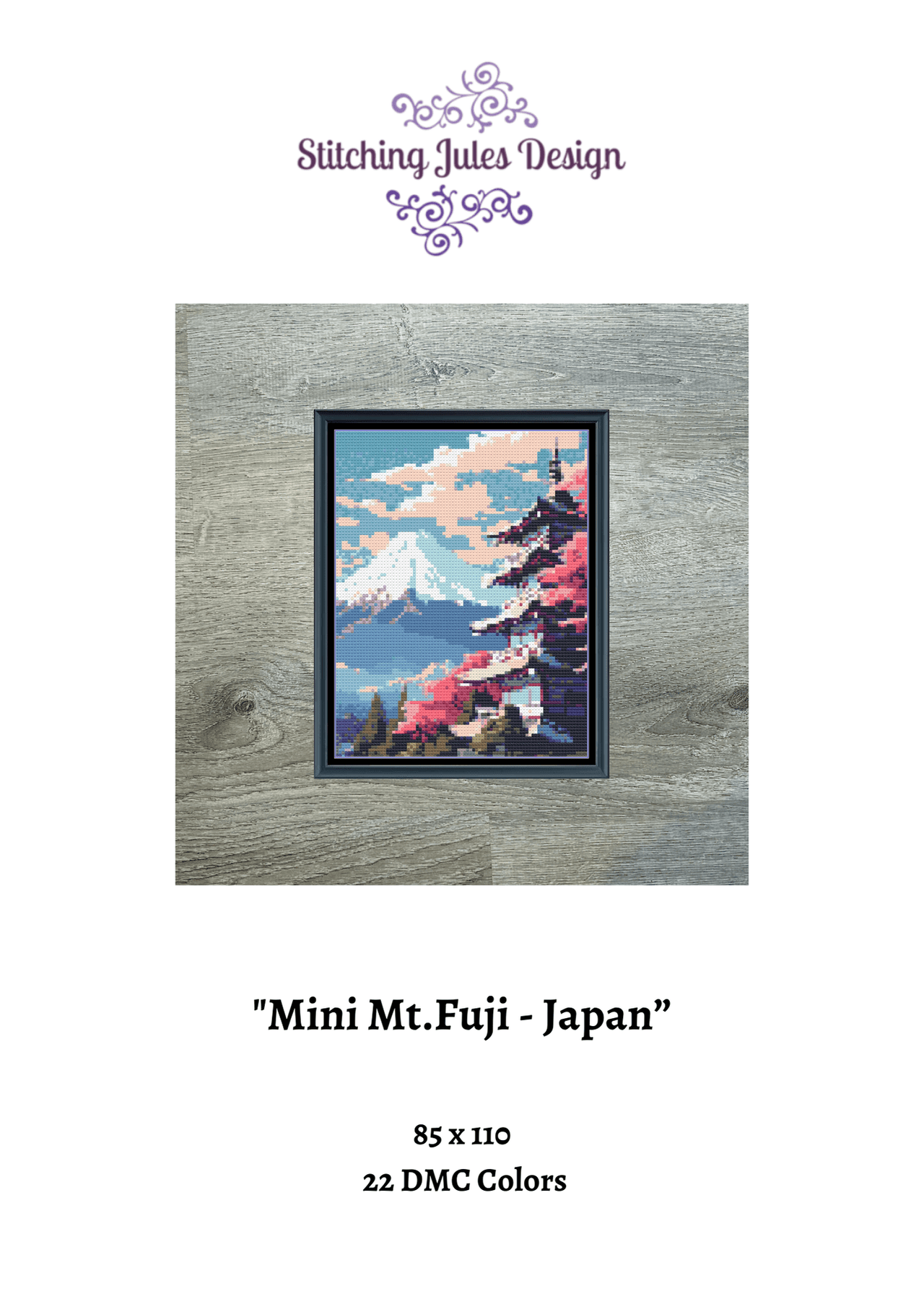 Stitching Jules Design Cross Stitch Pattern Mini Mt. Fuji - Japan