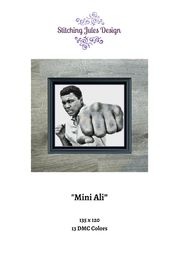 Stitching Jules Design Cross Stitch Pattern Mini Muhammad Ali Counted Cross Stitch Pattern | Boxing Cross Stitch Pattern | Instant Download PDF