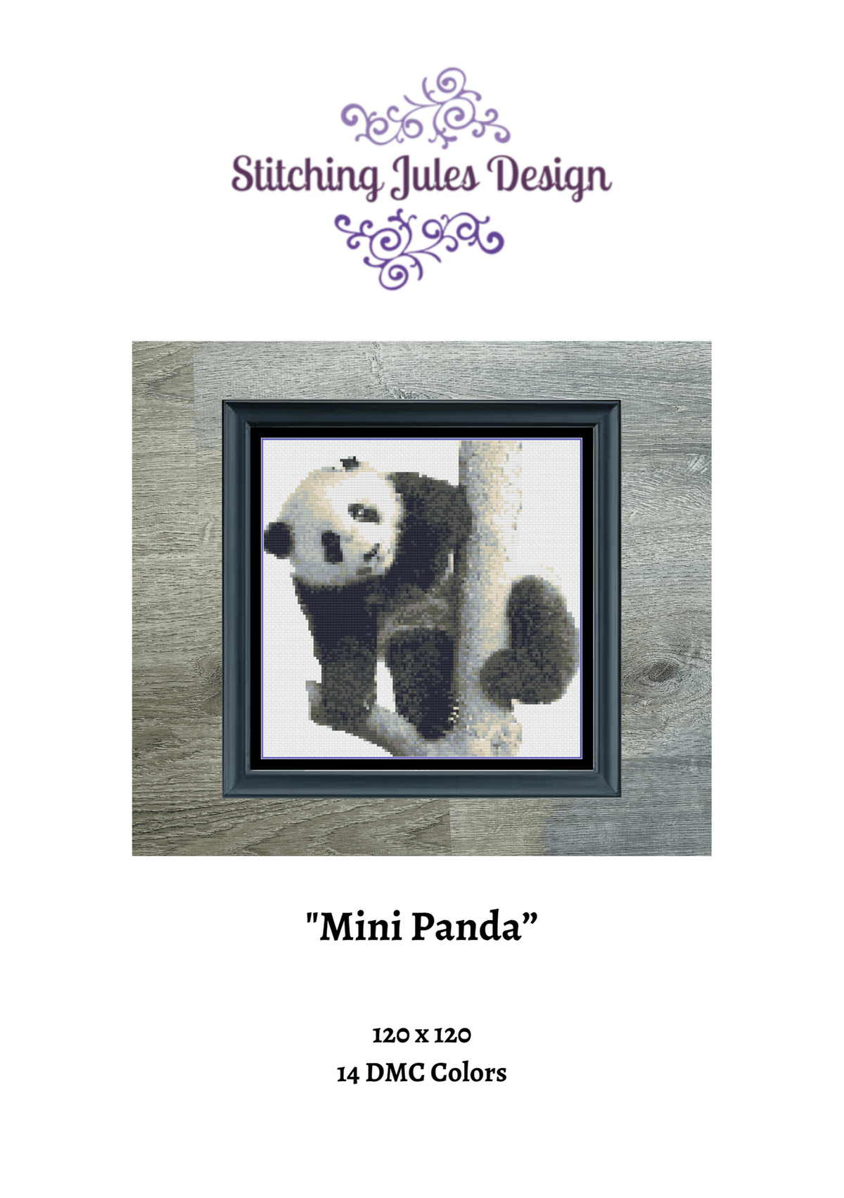 Stitching Jules Design Cross Stitch Pattern Mini Panda Bear Cross Stitch Pattern Instant PDF Download