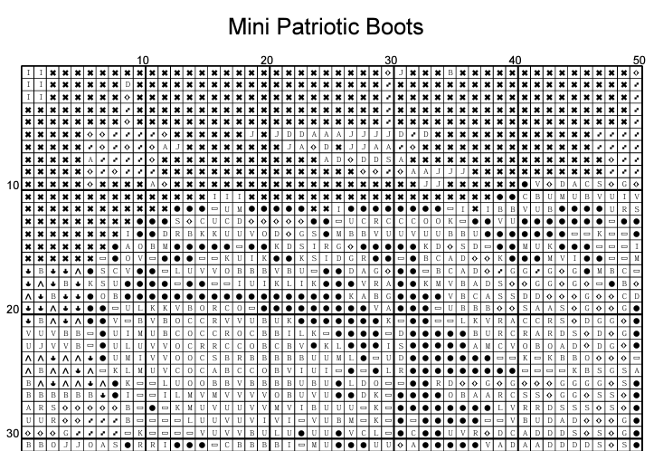 Stitching Jules Design Cross Stitch Pattern Mini Patriotic Boots