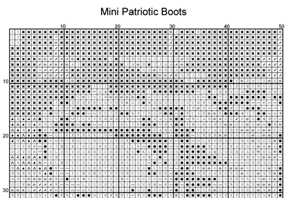 Stitching Jules Design Cross Stitch Pattern Mini Patriotic Boots